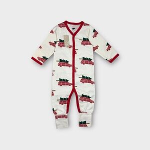 Monica + Andy Holiday Christmas Tree Car Pattern Organic Romper
